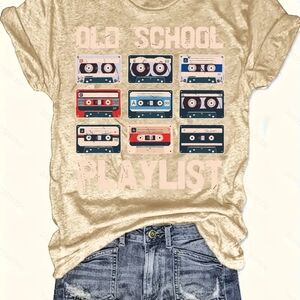 Old School Playlist Graphic T-Shirt - Cream